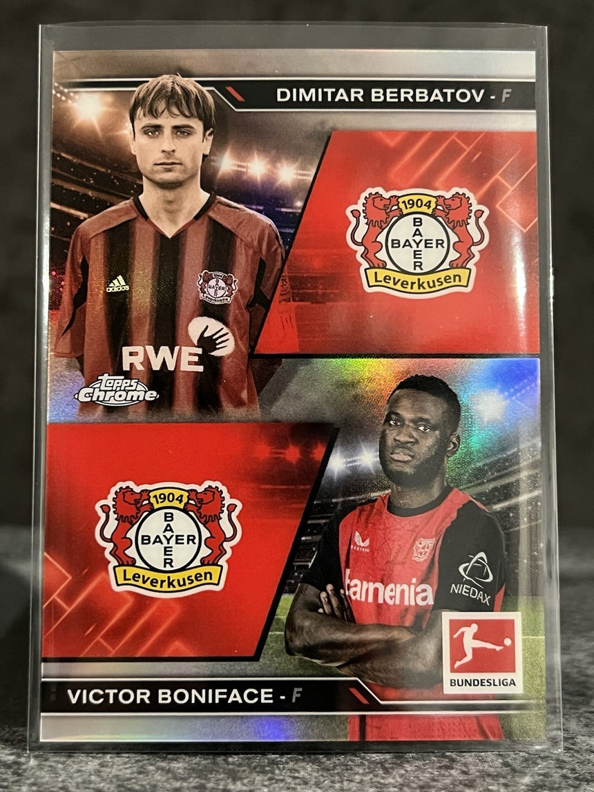 2024-25-topps-chrome-bundesliga-dual-dimitar-berbatov-victor-boniface-bayer-04-leverkusen-back