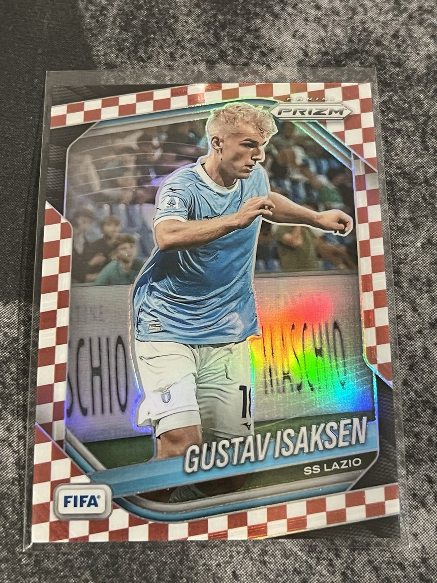 2025-26-panini-prizm-fifa-gustav-isaksen-red-checker-prizm-121-ss-lazio-additional-two