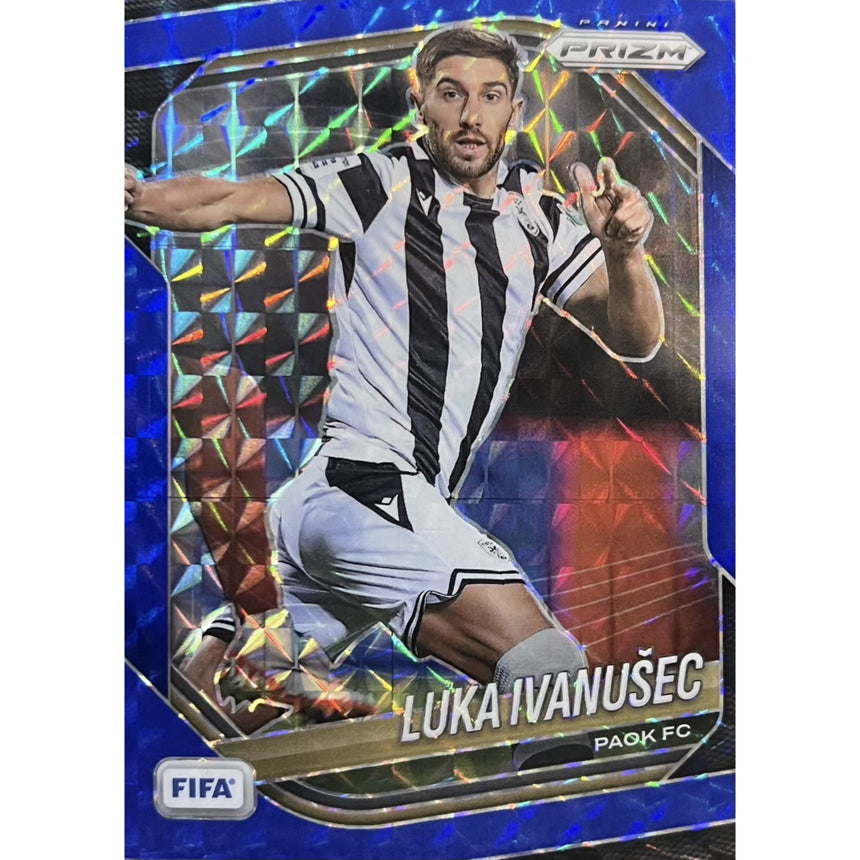 2025-26-panini-prizm-fifa-soccer-blue-mosaic-prizm-luka-ivanusec-209-paok-fc-front
