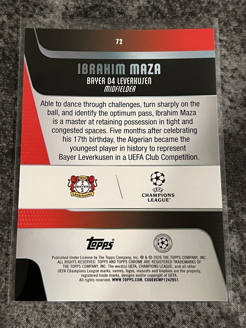 2025-26-topps-chrome-ucc-green-mini-diamond-99-ibrahim-maza-bayer-leverkusen-additional-three