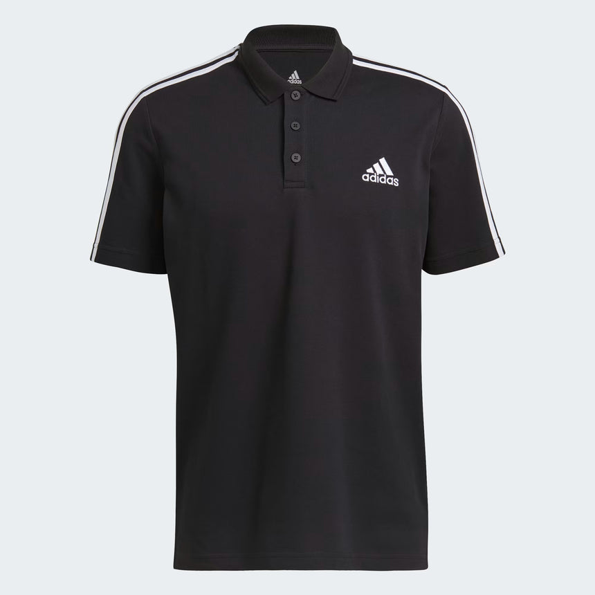 adidas Men's Essentials Piqué 3-Stripes Polo Shirt Black/White
