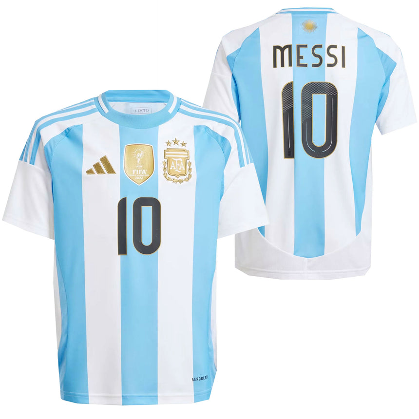 adidas Argentina Kids Home Stadium 2024/25 Jersey w/ Messi #10 Both