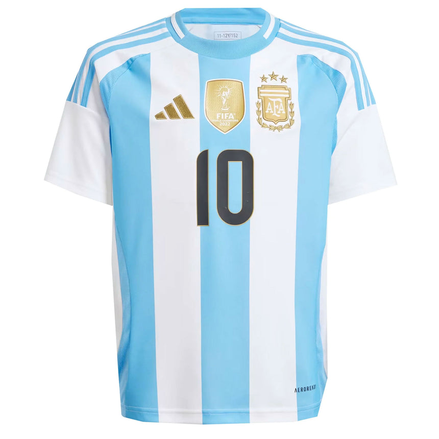 adidas Argentina Kids Home Stadium 2024/25 Jersey w/ Messi #10 Front