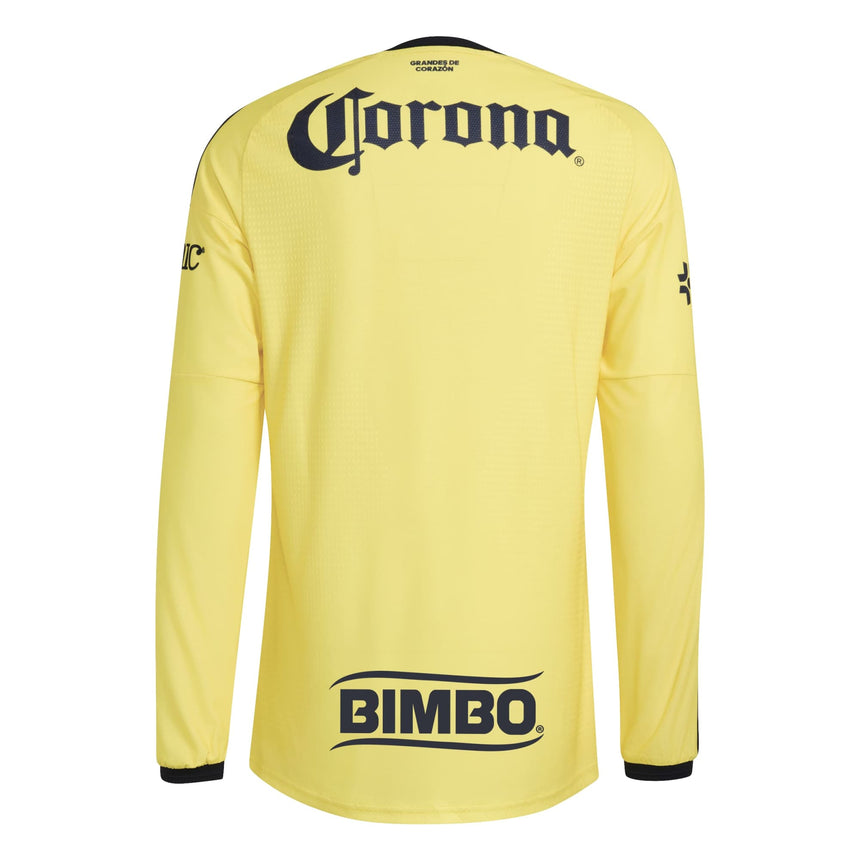 adidas Club America Men's Home Authentic Long Sleeve 2026/27 Jersey Yellow Back