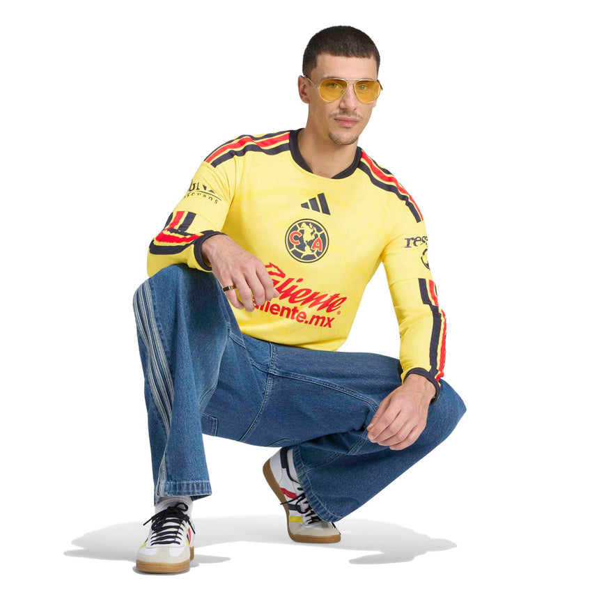 adidas Club America Men's Home Stadium Long Sleeve 2026/27 Jersey Yellow Model