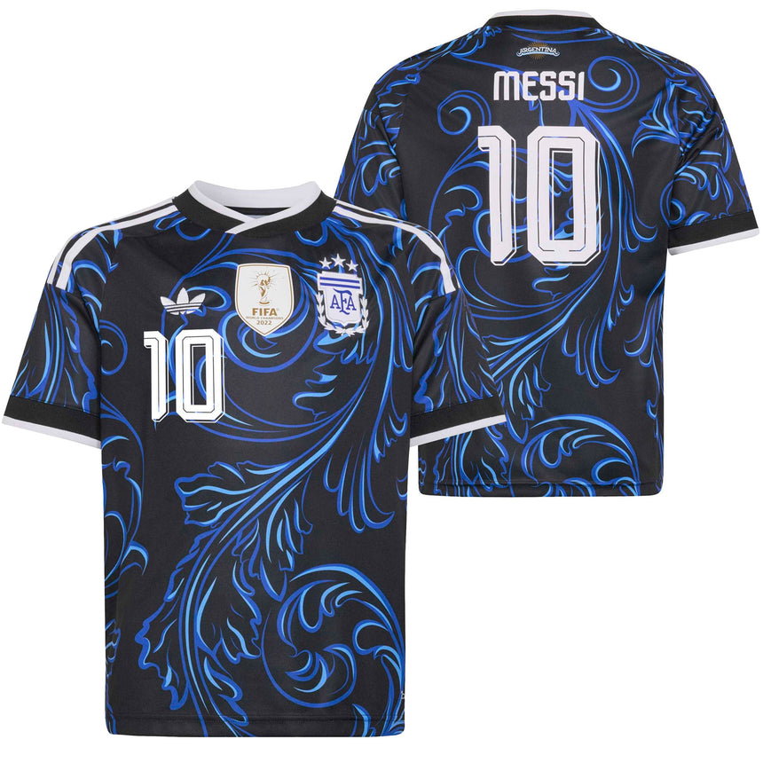 adidas Kids Argentina World Cup 2026 Away Jersey w/ Messi #10 Printing Both