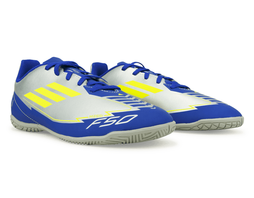 adidas Kids F50 Club Messi IN Silver/Volt/Blue Together