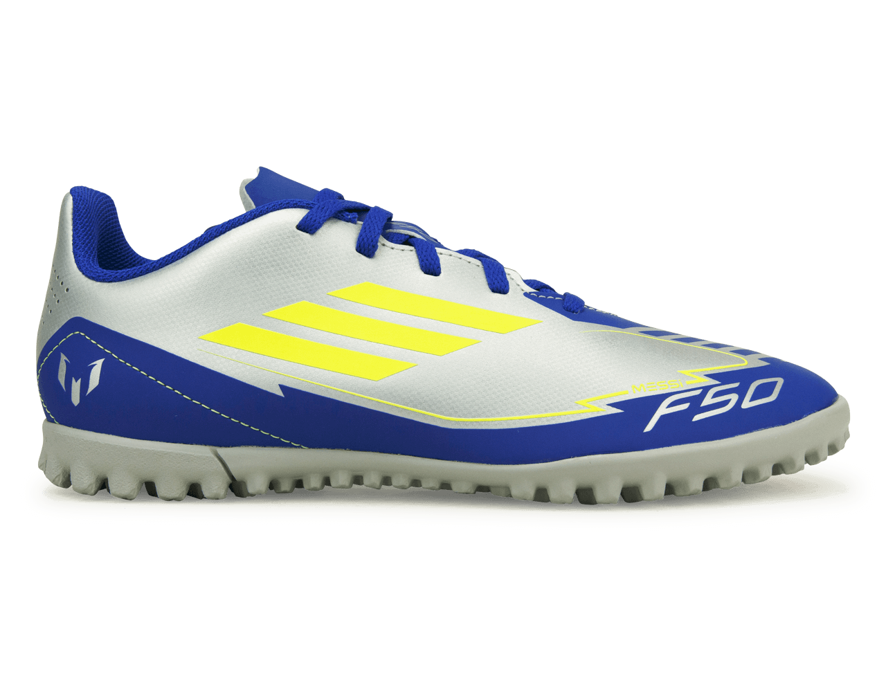 adidas Kids F50 Club Messi TF Silver/Volt/Blue