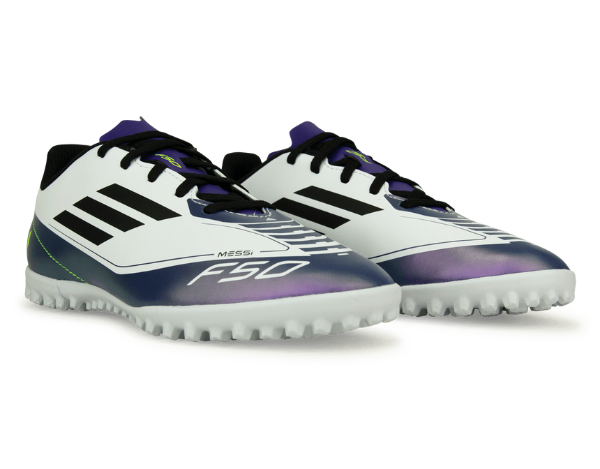 adidas Kids F50 Club Messi TF White/Black/Purple Together