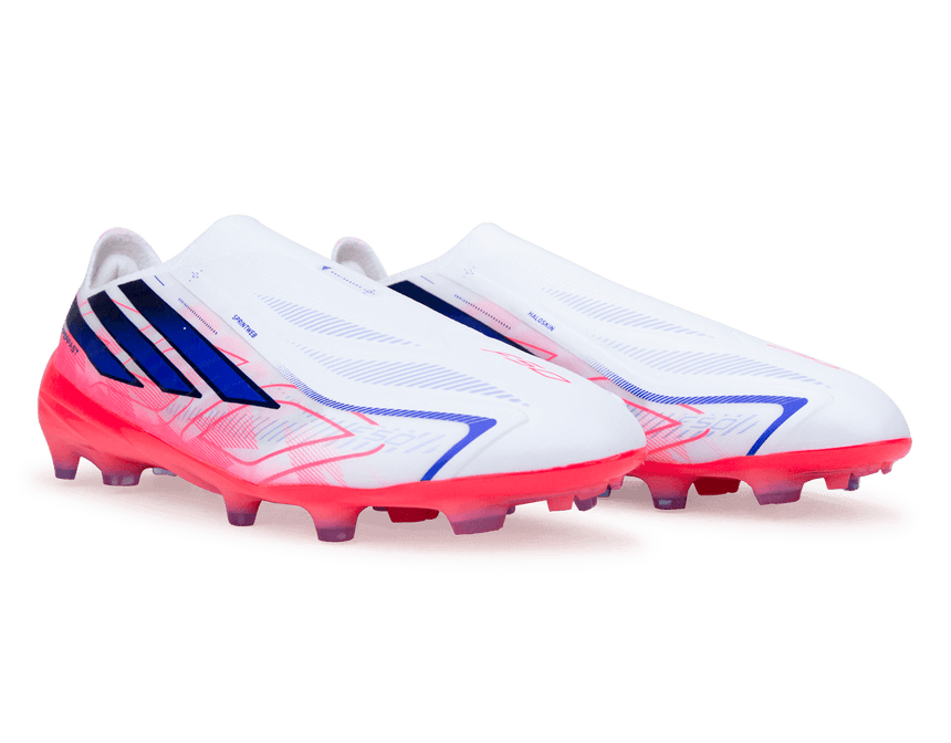 adidas Kids F50 Hyperfast Elite Laceless FG White/Solar Purple Together