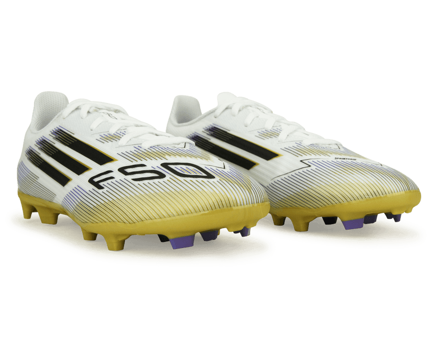 adidas Kids F50 League FG/MG White/Black/Gold Together