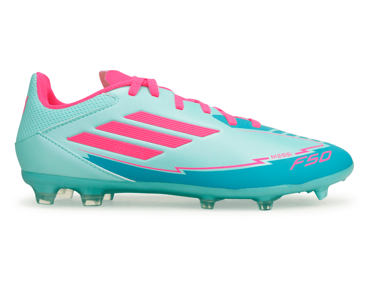 adidas Youth F50 League Messi FG/MG Flash Aqua/Pink – Azteca Soccer