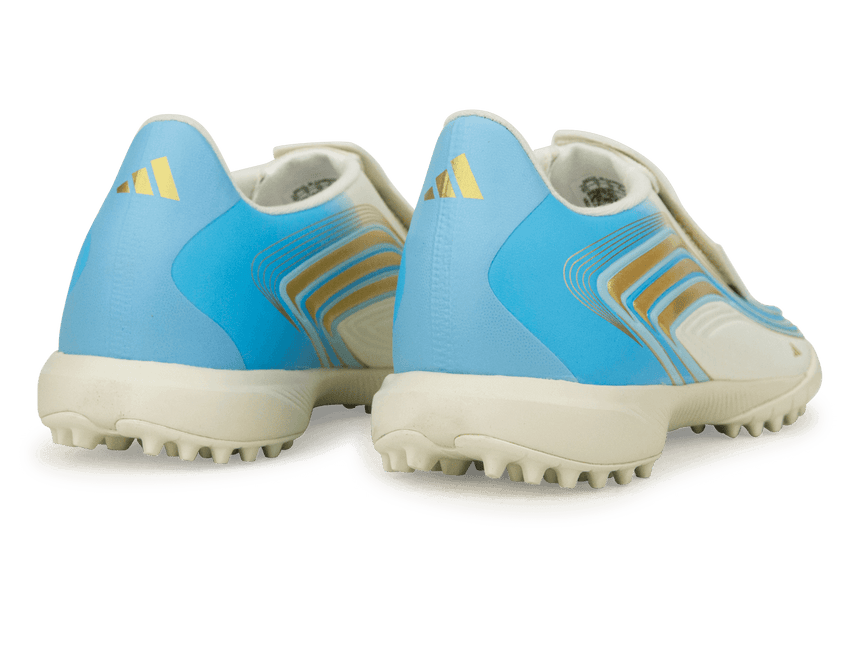 adidas Kids F50 Messi League Laceless TF Ivory/Sea Blue/Ice Blue Rear