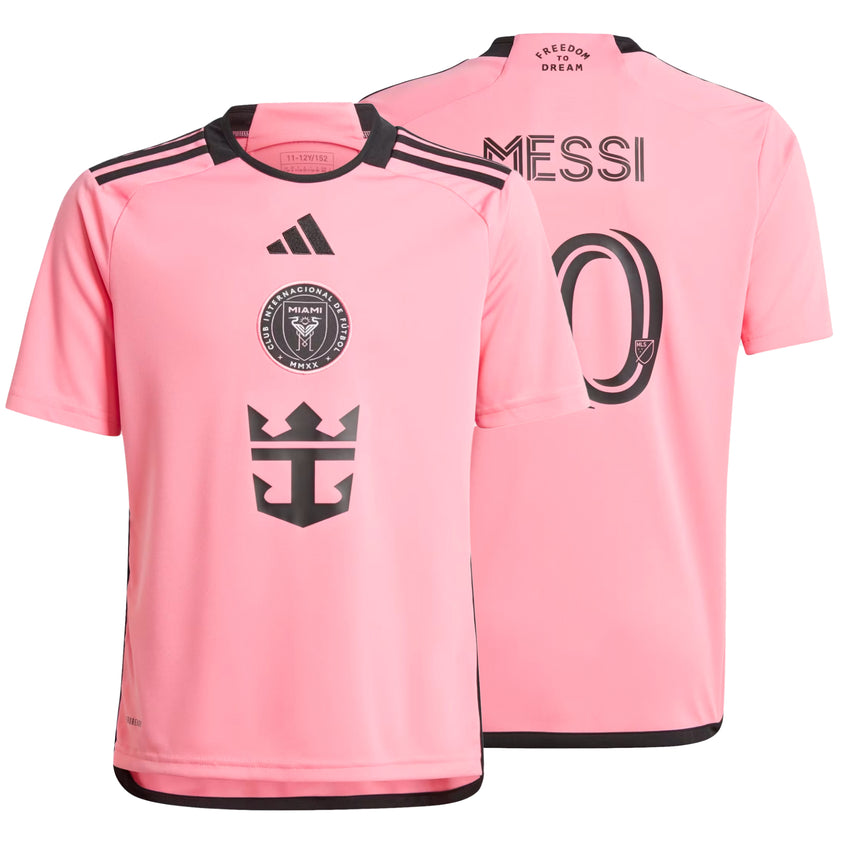 adidas Kids Inter Miami 2024/25 Home Jersey w/ Messi #10 Printing Both