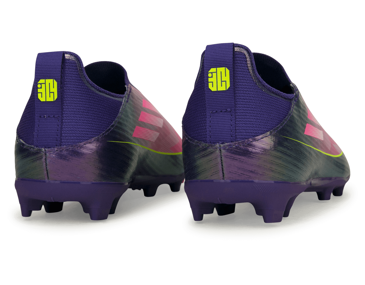 adidas Kids Lamine Yamal F50 League Laceless FG/MG Purple/Lemon Rear