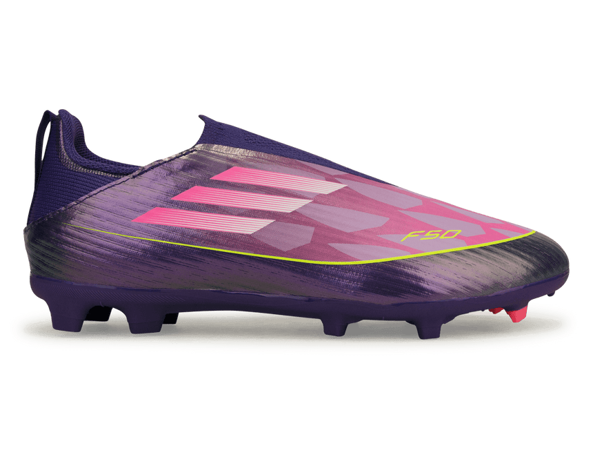 adidas Kids Lamine Yamal F50 League Laceless FG/MG Purple/Lemon