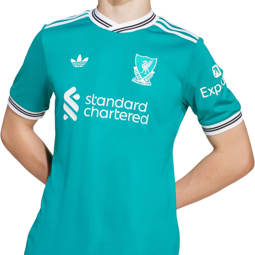 adidas Kids Liverpool 2025/26 Third Jersey Green/White Crest