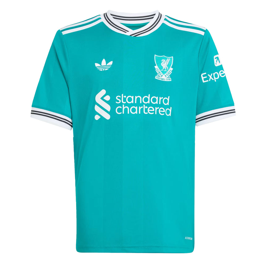 adidas Kids Liverpool 2025/26 Third Jersey Green/White Front