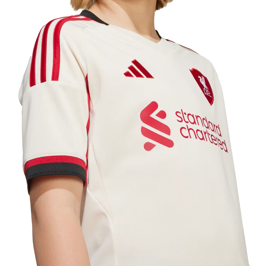 adidas Kids Liverpool FC 2025/26 Away Jersey Wonder White Crest