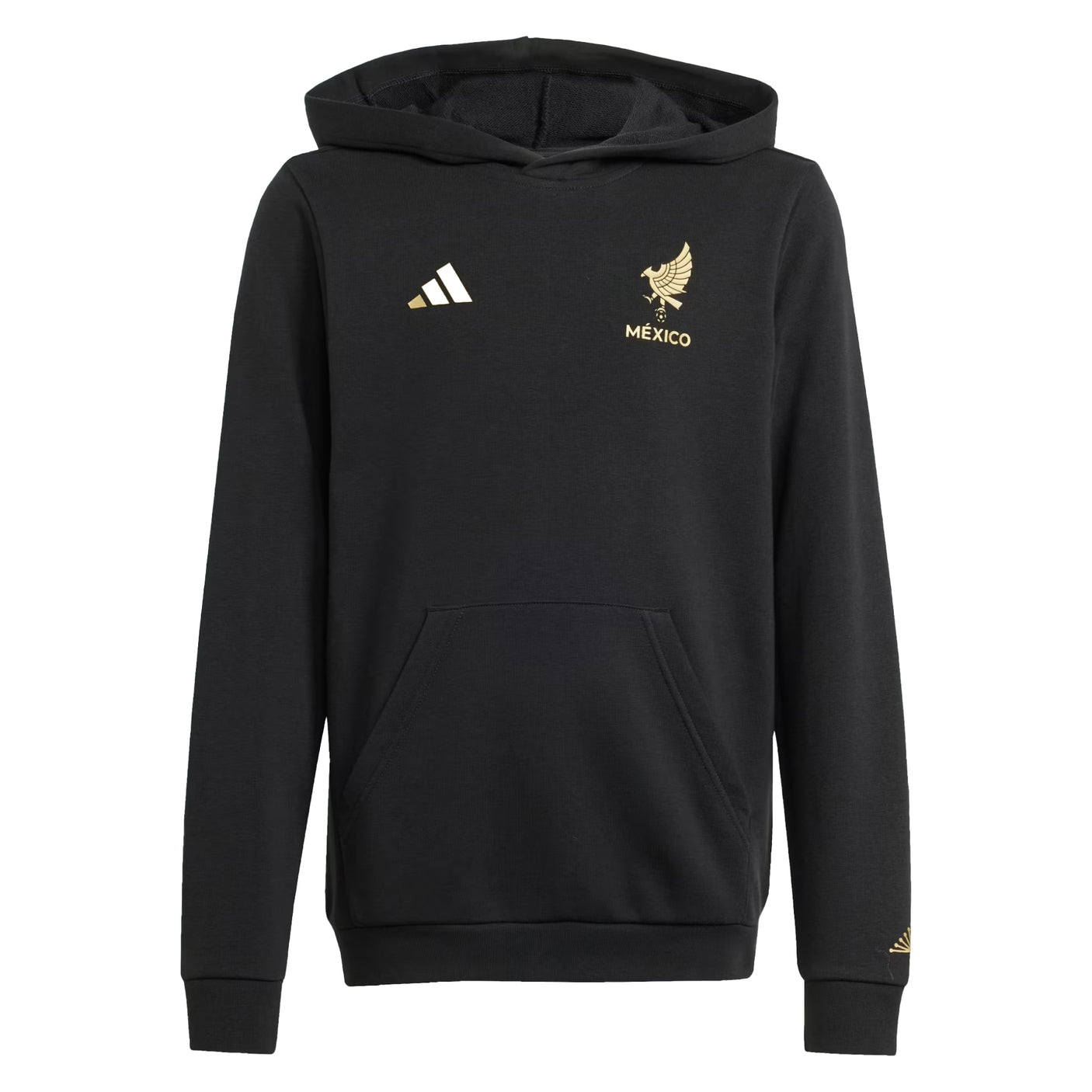 adidas Kids Mexico 2025/26 DNA Hoodie Black/Gold Front
