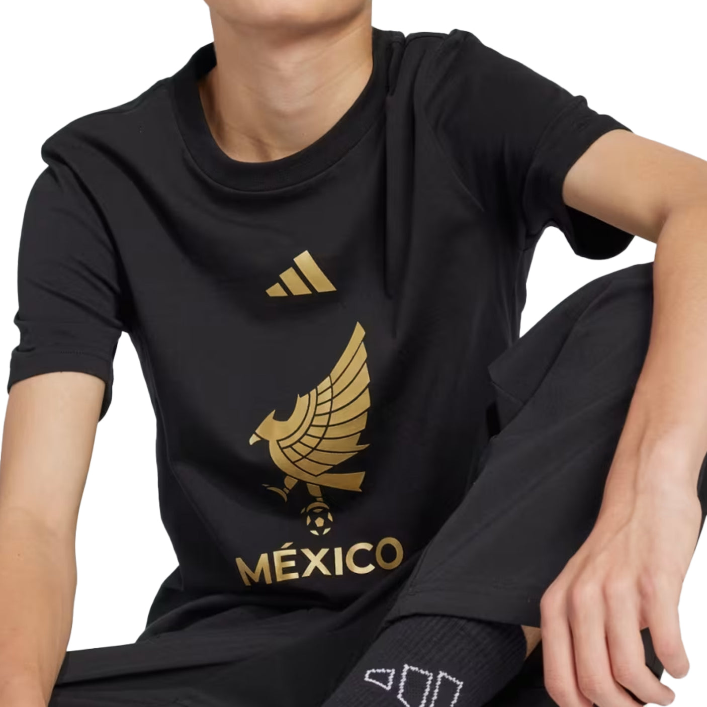 adidas Kids Mexico 2025/26 DNA Tee Black/Gold Crest