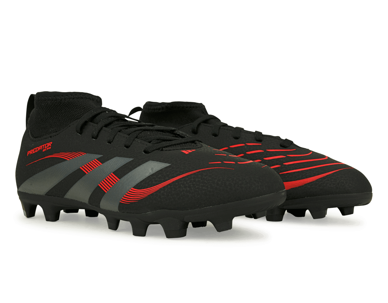 adidas Kids Predator Club Sock FG/MG Black/Metallic/Red Together