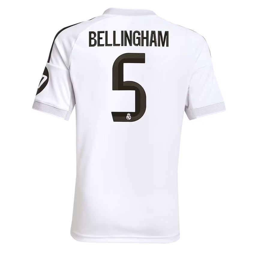 adidas Kids Real Madrid 2025/26 Home Jersey w/ Bellingham #5 Printing Back