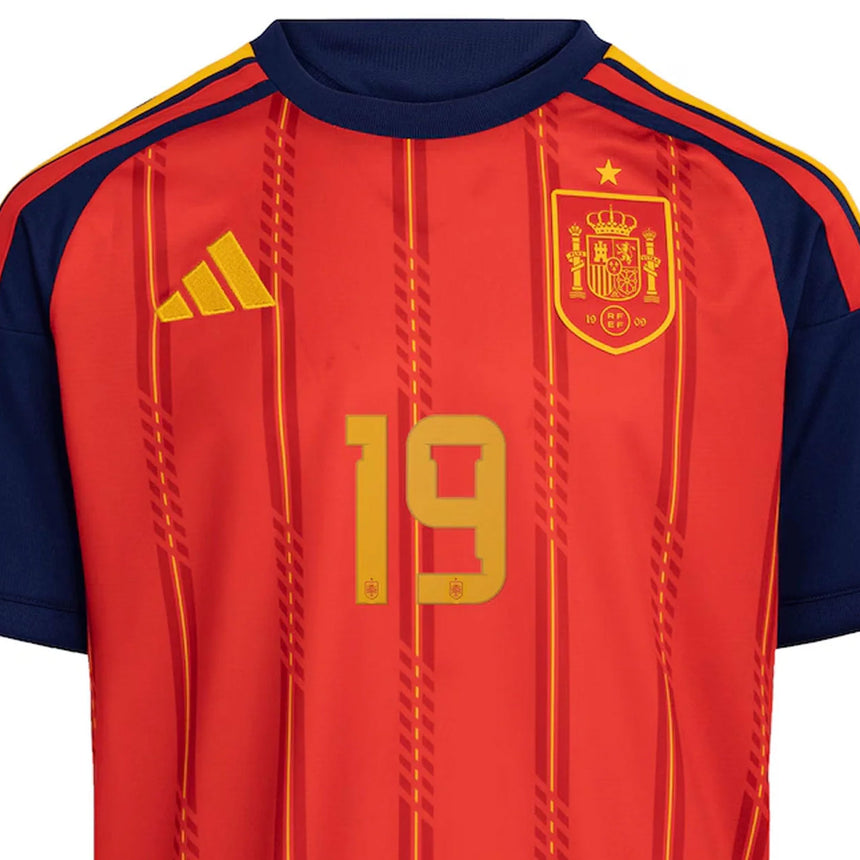 adidas Kid's Spain World Cup 2026 Home Jersey w/ Lamine Yamal #19 Printing Crest