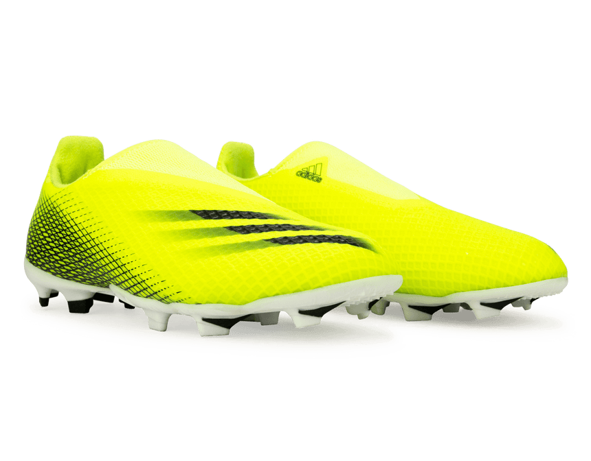 adidas Youth X Ghosted.3 Laceless FG Solar Yellow/Core Black Pair