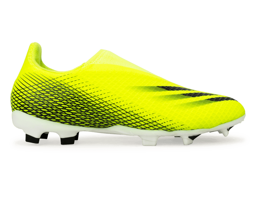 adidas Youth X Ghosted.3 Laceless FG Solar Yellow/Core Black Side