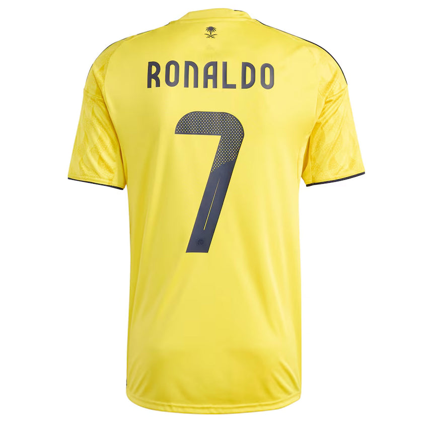 adidas Men's Al Nassr 2025/26 Home Jersey w/ Ronaldo #7 Printing Impact Yellow/Night Indigo Back