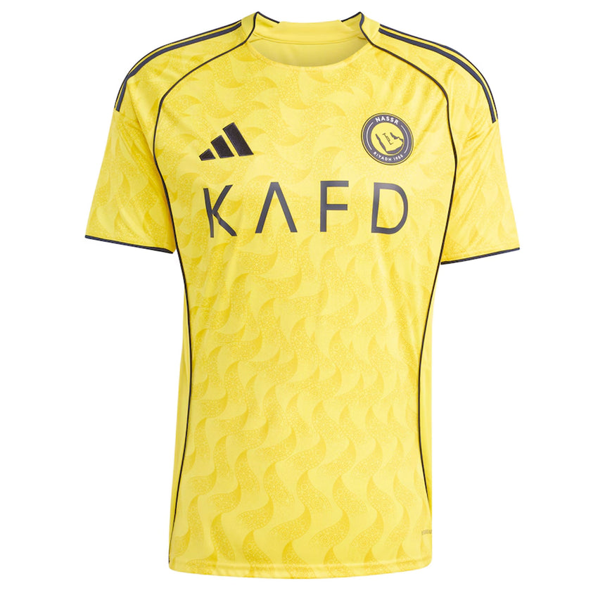 adidas Men's Al Nassr 2025/26 Home Jersey w/ Ronaldo #7 Printing Impact Yellow/Night Indigo Front