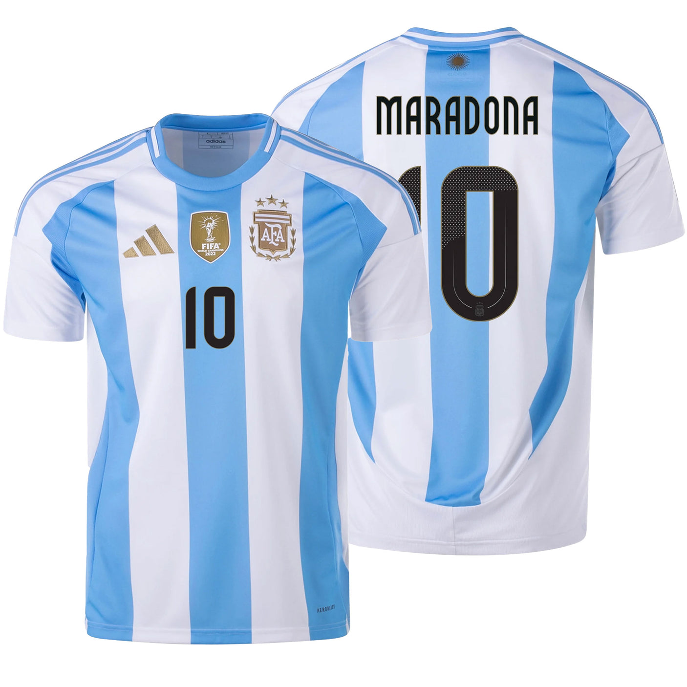 adidas Men's Argentina 2024/25 Home Jersey w/ Maradona #10 Printing Both