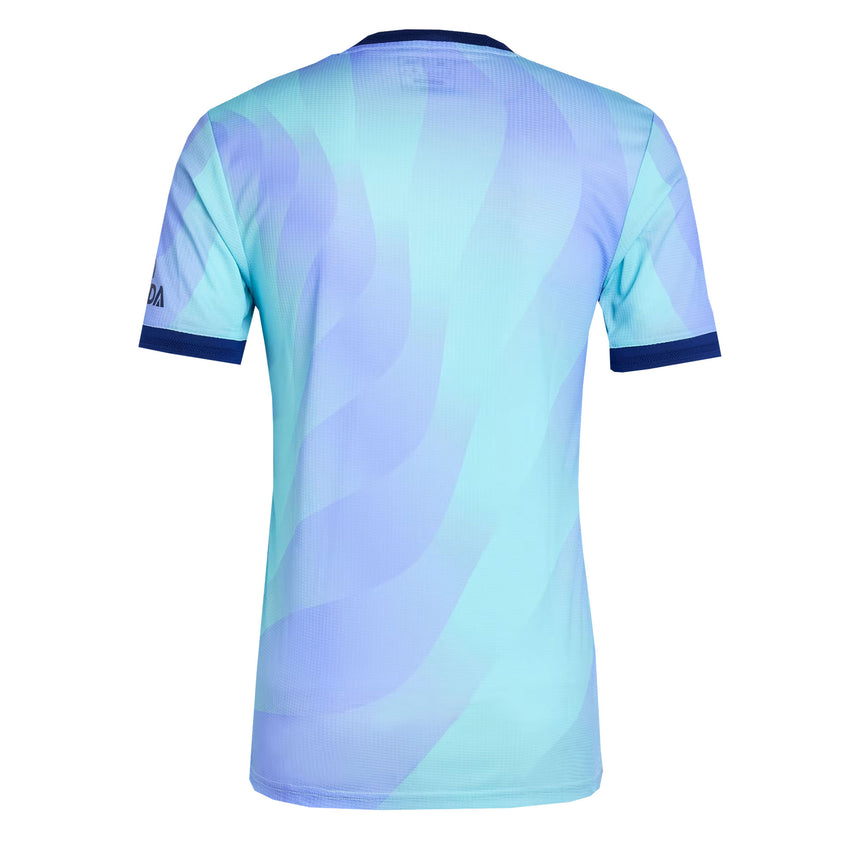 adidas Men's Arsenal 2024/25 Authentic Third Jersey Clear Aqua/Light Flash Purple Back