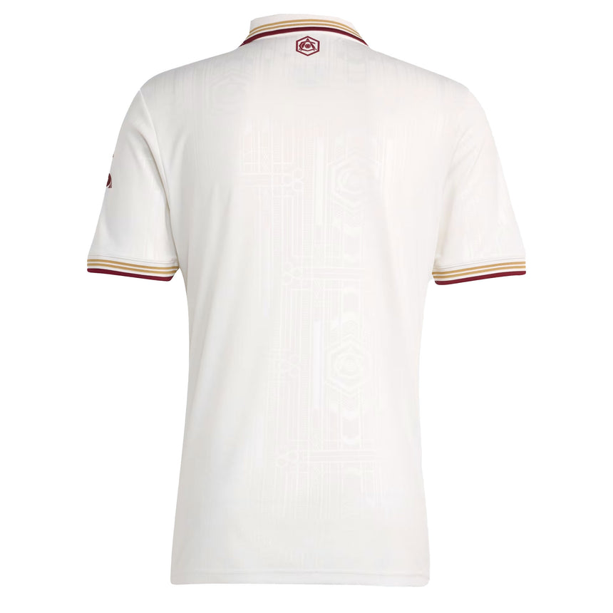adidas Men's Arsenal 2025/26 Third Jersey Cloud White/Burgundy Back