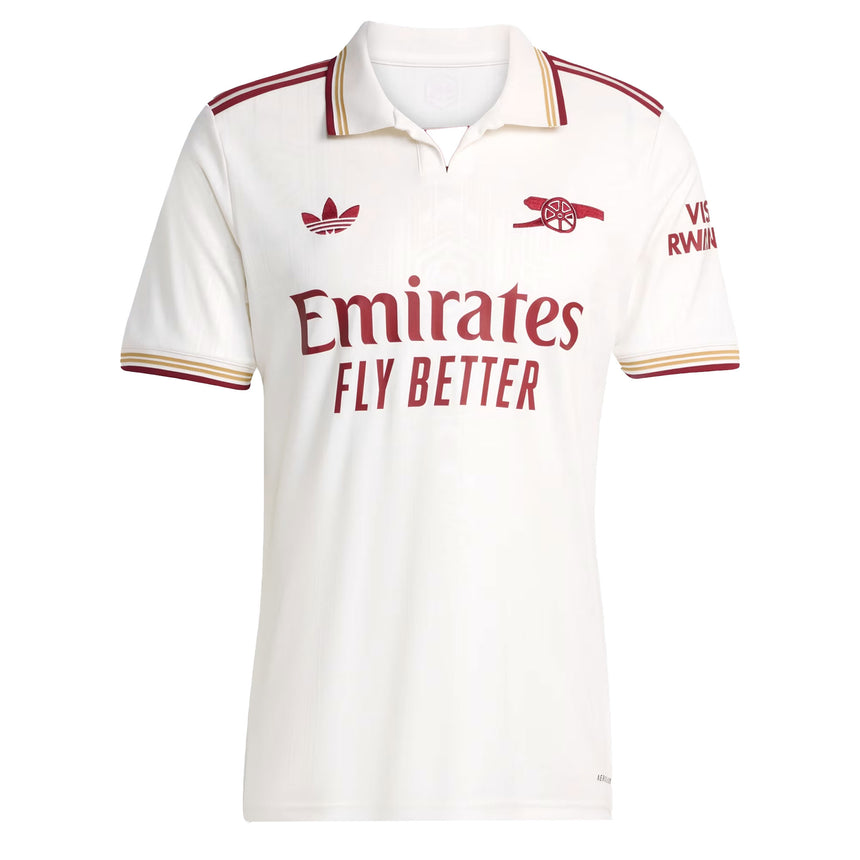 adidas Men's Arsenal 2025/26 Third Jersey Cloud White/Burgundy Front