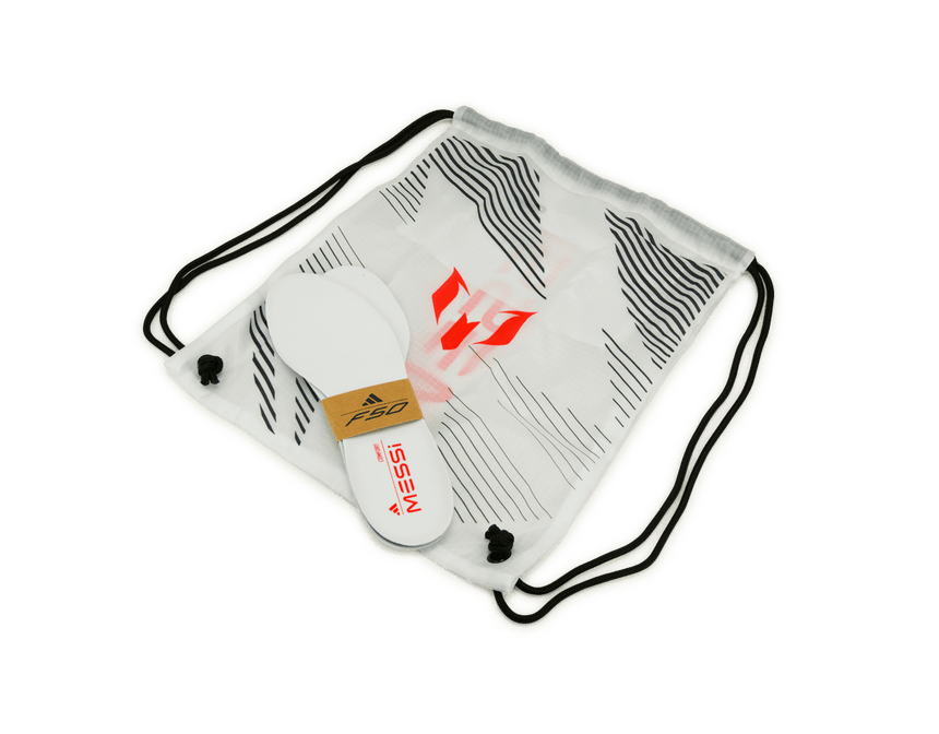 adidas Men's F50 Elite Messi FG White/Red/Silver Shoebag