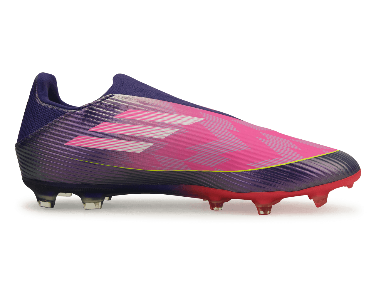 adidas Men's Lamine Yamal F50 League Laceless FG/MG Purple/Lemon Side