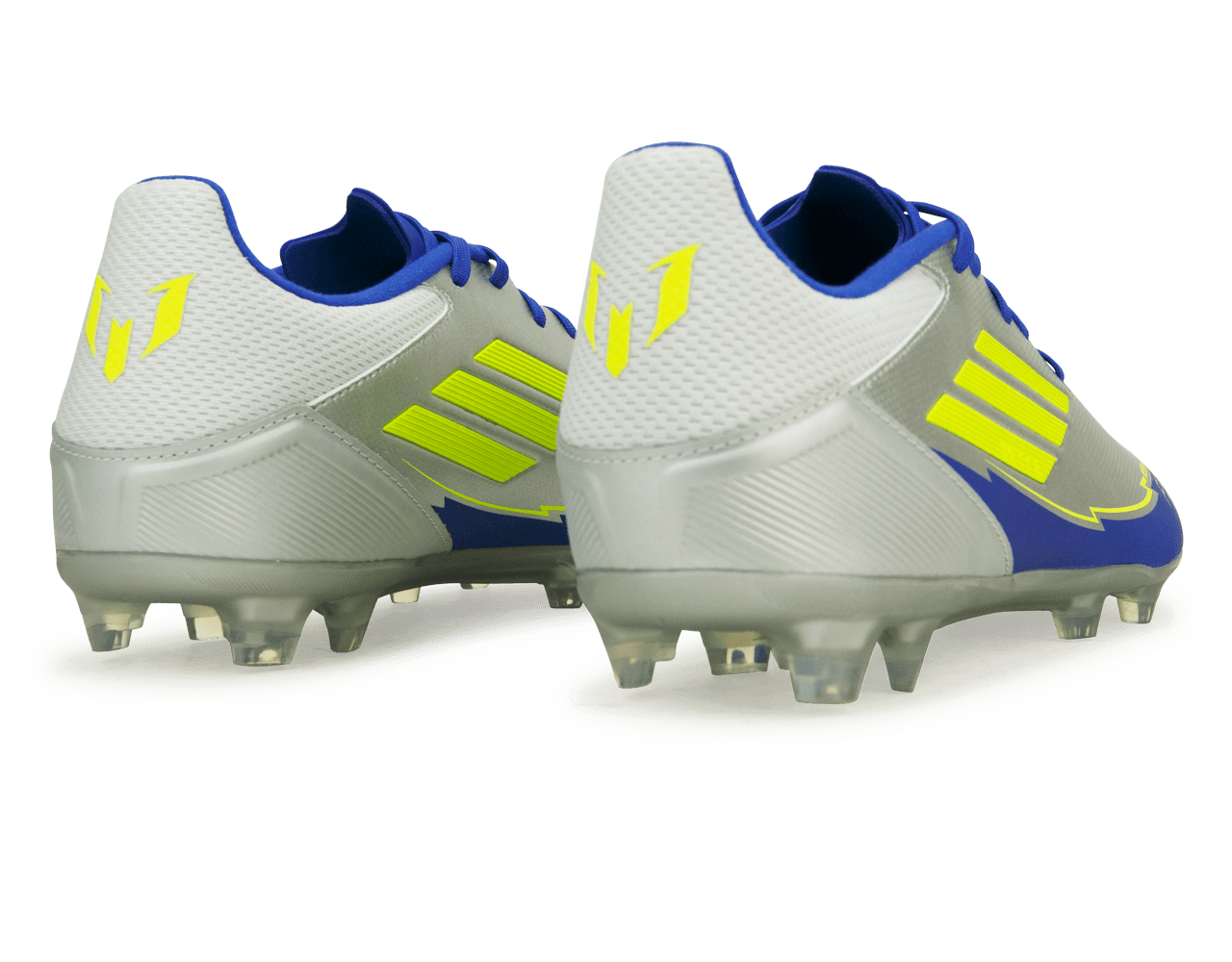 adidas Men's F50 League Messi FG/MG Silver/Volt/Blue Rear