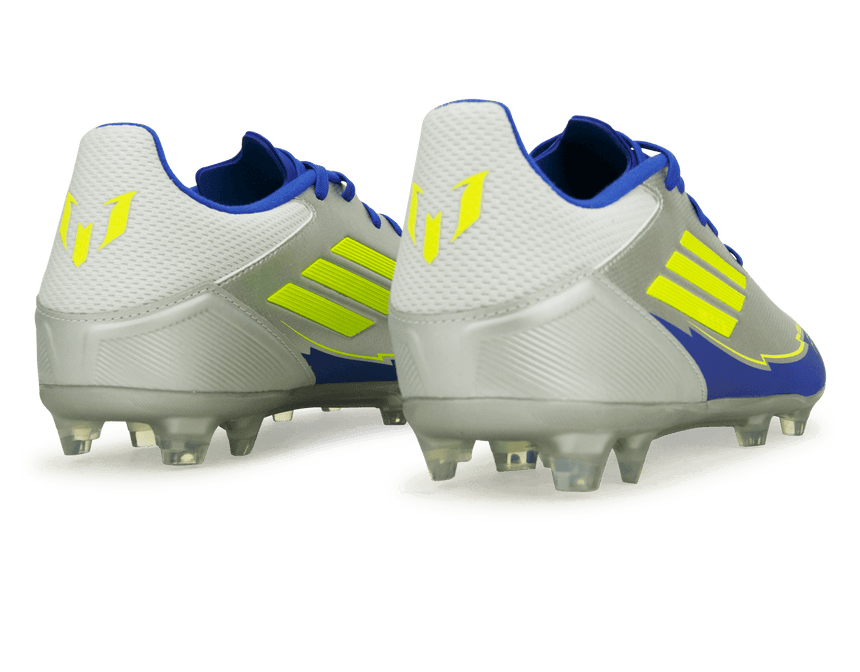 adidas Men's F50 League Messi FG/MG Silver/Volt/Blue Rear