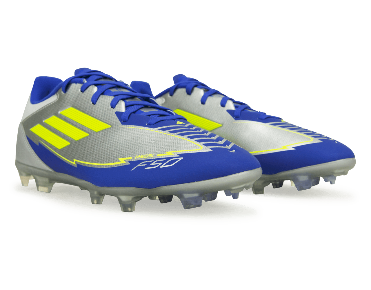 adidas Men's F50 League Messi FG/MG Silver/Volt/Blue Together