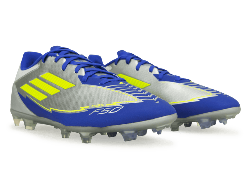 adidas Men's F50 League Messi FG/MG Silver/Volt/Blue Together