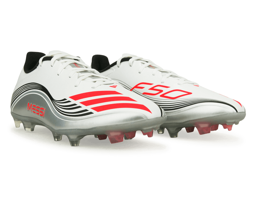 adidas Men's F50 League Messi FG/MG White/Red/Silver Together