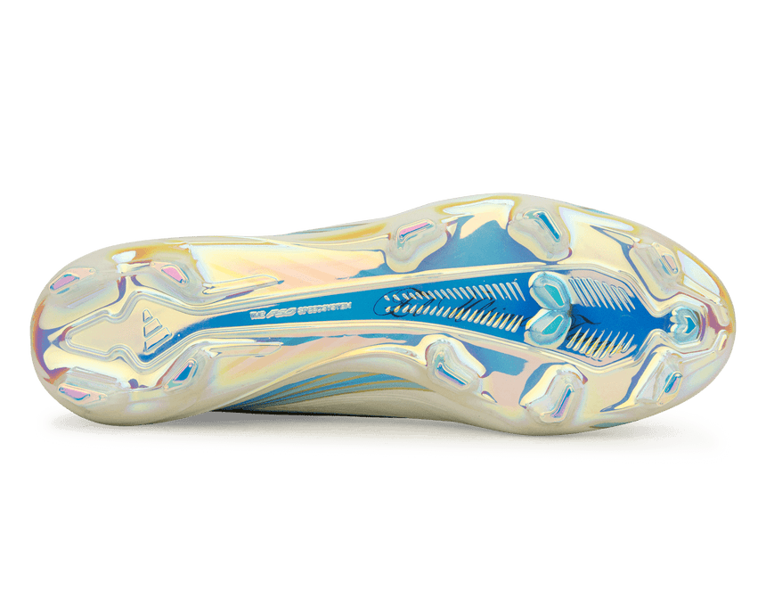 adidas Men's F50 Messi Elite FG Soccer Cleats Ivory/Sea Blue/Ice Blue Sole
