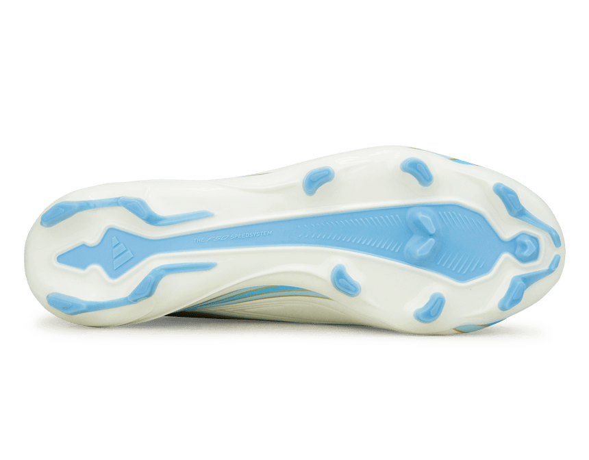 adidas Men's F50 Messi League FG Ivory/Sea Blue/Ice Blue Sole