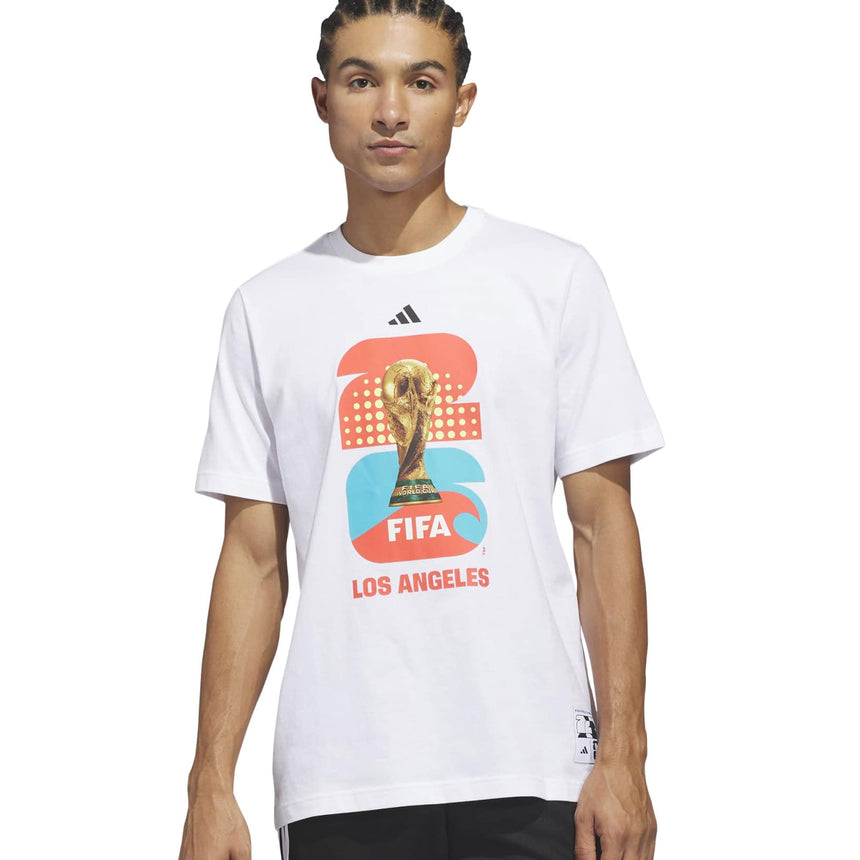 adidas Men's FIFA World Cup 2026 Host City Los Angeles Graphic Tee White Model