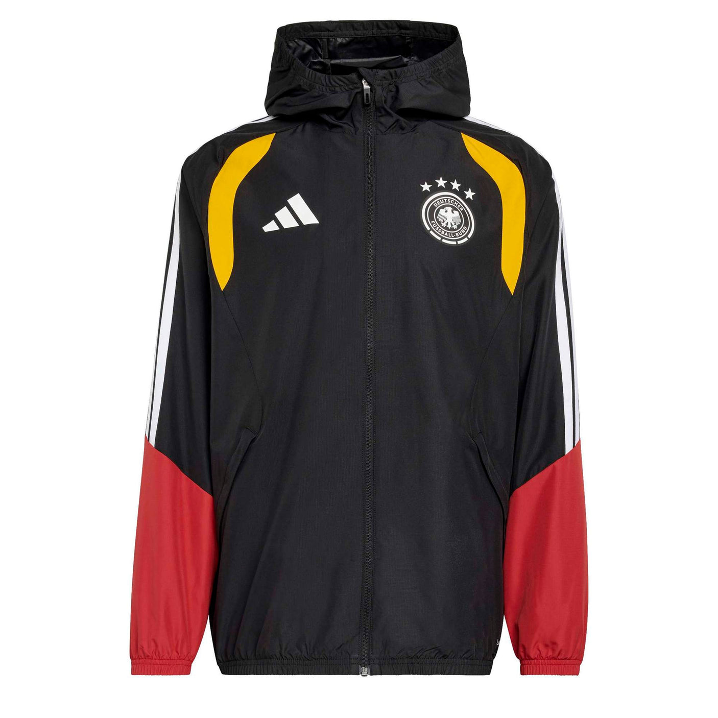 adidas Men's Germany World Cup 2026 Tiro All Weather Jacket Black/Red/Yellow Front