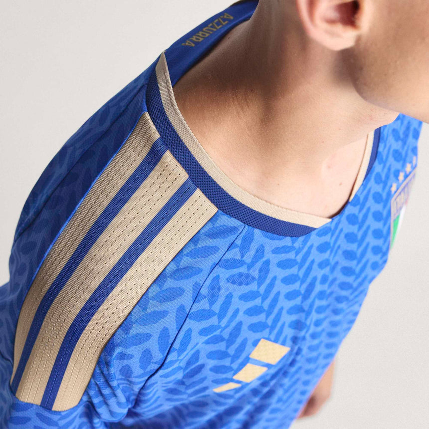 adidas Men's Italy World Cup 2026 Authentic Home Jersey Blue Three Stripe Shoulder View