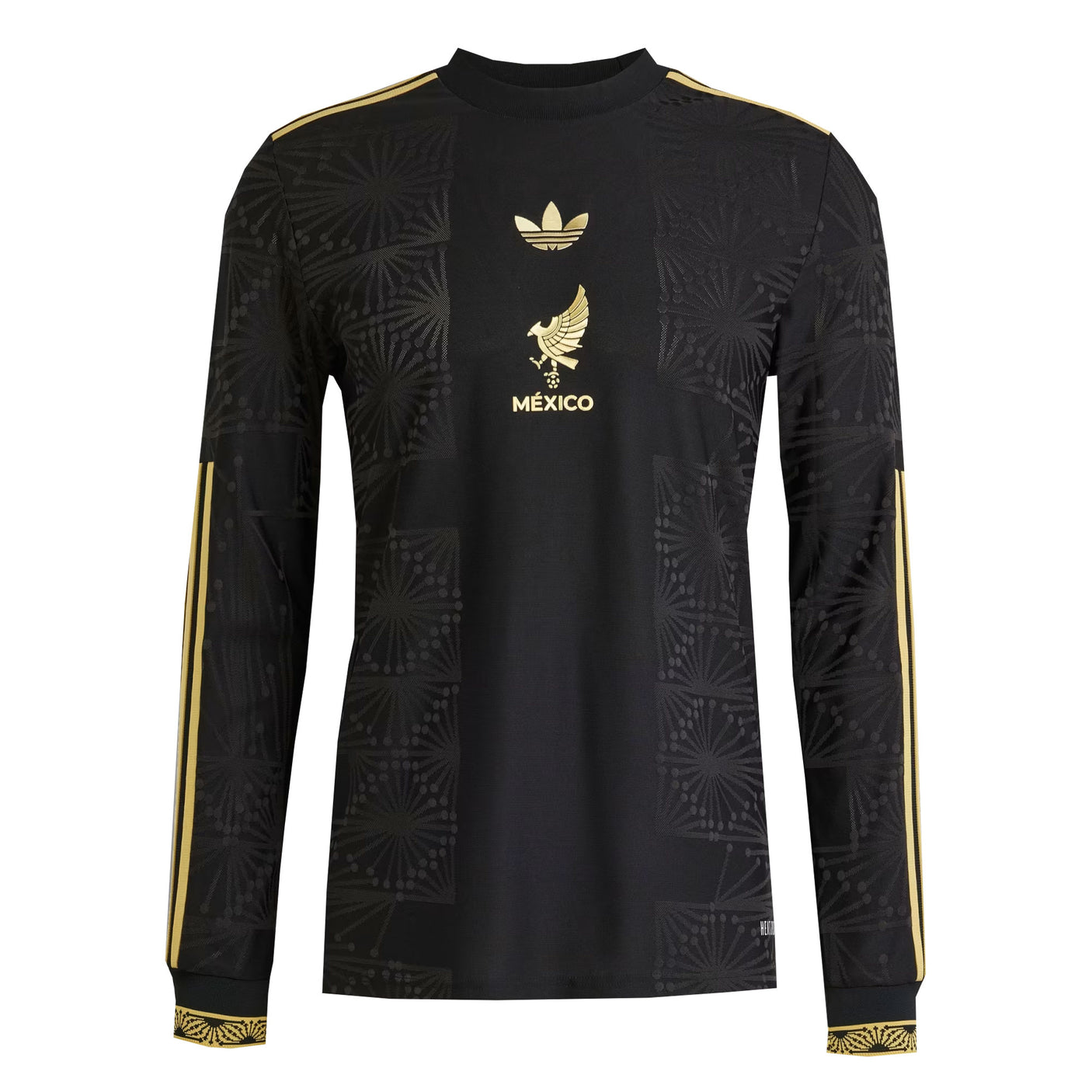 adidas Men's Mexico 2025/26 Gold Long Sleeve Jersey Black/Gold Front