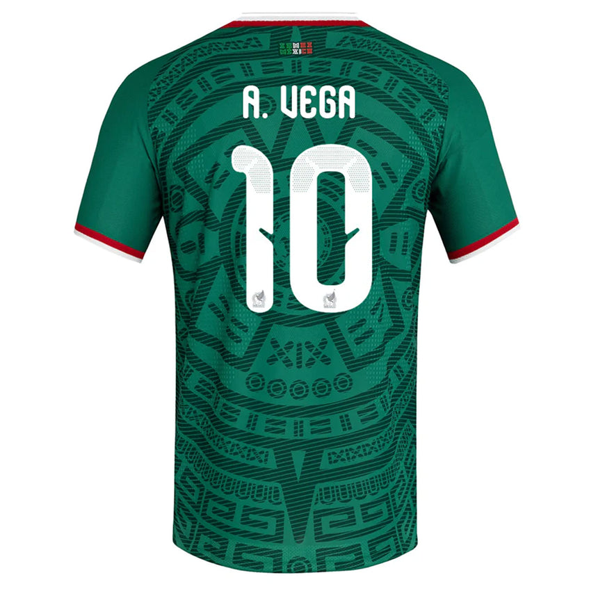 adidas Men's Mexico World Cup 2026 Authentic Home Jersey w/ A. Vega #10 Printing Back